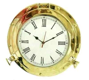 10'' Porthole Nautical Vintage Brass Wall Clock Home Decorative - Picture 1 of 4