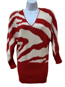 Vintage Antonella Preve Women L Hand Knit Wool/Rayon Retro 80's Sweater NEW NOS - Picture 1 of 9