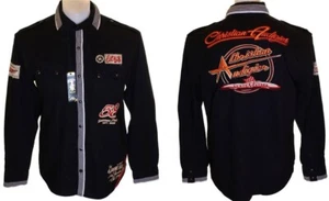 New Men's Christian Audigier Long Sleeved Pearl Press Stud Button Shirt Pockets - Picture 1 of 3