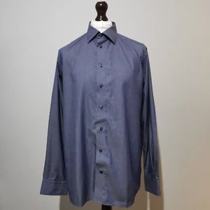 ETON Hemd Herren 17,5 Slim Fit Langarm Grau Baumwolle Knopfleiste Luxus Designer - Bild 1 von 9