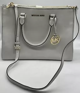 Borsa a tracolla Michael Kors Savannah Saffiano in pelle tote bianca logo - Foto 1 di 24