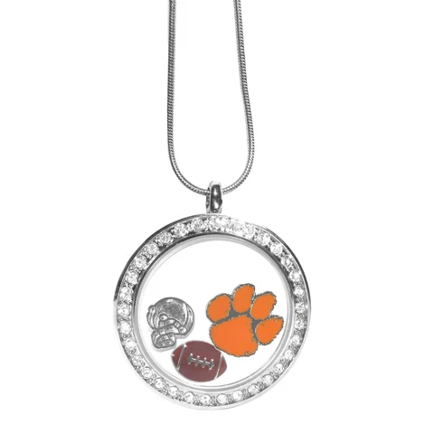 Clemson Tigers Snake Chain Necklace with Locket & Charms - NCAA Cover