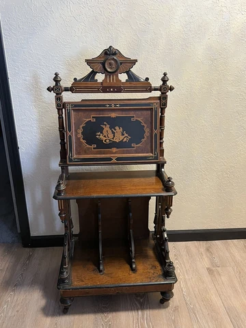 Aesthetic Movement  Antique Music cabinet Very Rare Piece 1800s Walnut Spindles Cover