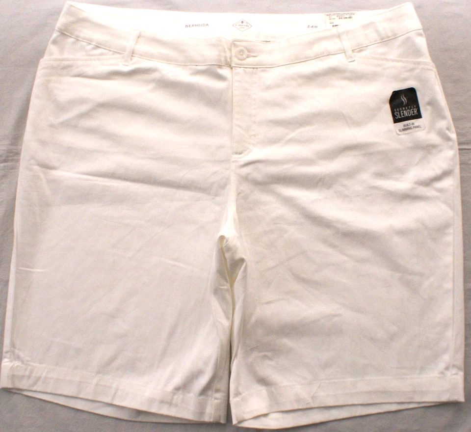 St Johns Bay Secretly Slender Bermuda Shorts Womens Plus 24W White, Mid Rise NEW - Image 1 of 3