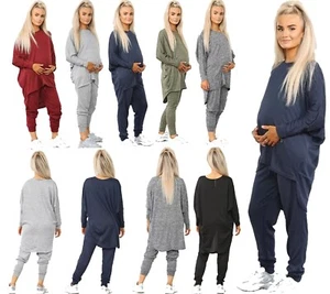 Conjunto de traje de chándal de 2 piezas para mujer de caña alta baja y jogger ropa de descanso para embarazo - Imagen 1 de 19