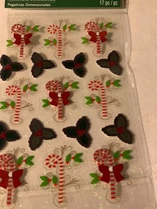 RICORDI ADESIVI 3D BASTONCINI NATALE E AGRIFOGLIO STICKERS NUOVI - Foto 1 di 10