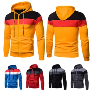 Herren-Strickjacke Mit Kapuze Langärmelig Gestreift Reißverschluss Kapuzen- < - Bild 1 von 16