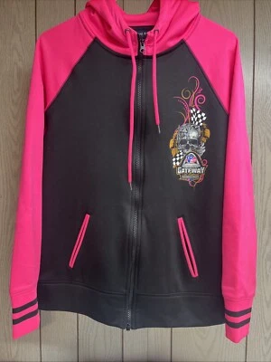 Sport Tek Hoodie Women’s Gateway Skull Roses Graphic Pink Black Jacket Large - Image 1 of 4