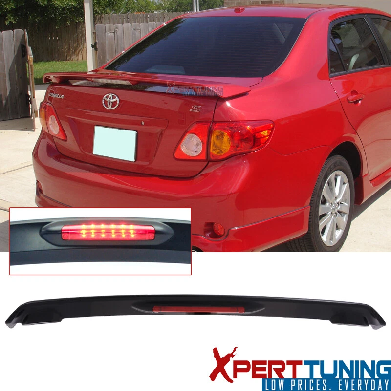 Fits 09-13 Toyota Corolla Rear Trunk Spoiler Lip W/LED Light ABS Unpainted Black Foto 1 de 4