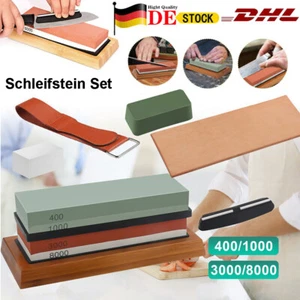 Schleifstein Set Abziehstein Wetzstein 400/1000 3000/8000 Körnung Messerschärfer - Bild 1 von 13