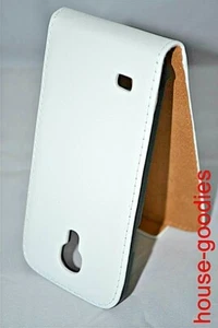For Samsung Galaxy S4 Mini, White Genuine Leather Vertical Flip Case Cover Frame - Picture 1 of 5