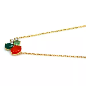 Collar cornalina, ágata, turmalina y topacio plata esterlina 925 - Imagen 1 de 3