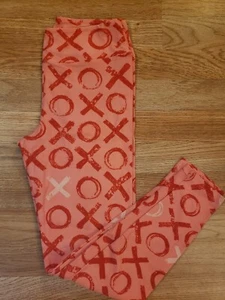 Leggings LuLaRoe OS X O San Valentino rossi rosa taglia unica vintage (taglia 2-10 - Foto 1 di 7