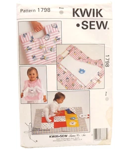 Kwik Sew 1798 Mouse Cat Infant Baby Bib Changing Pad Play Quilt Sewing Pattern - Picture 1 of 6