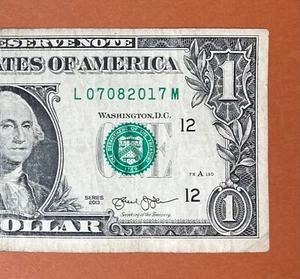 July 8, 2017 ; 7 August 2017 (L 07082017 M) $1 One Dollar Bill Birthday Note - Picture 1 of 3