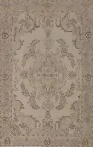 Distressed 6x10 ft. Floral Traditional Tebriz Vintage Rug Handmade Wool Carpet - Picture 1 of 12