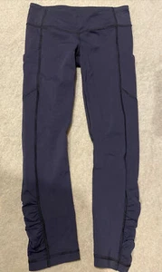 Lululemon Navy Blue Active Yoga Run Long Leggings w/ Pockets Size 6 US / 10 AUS - Picture 1 of 9