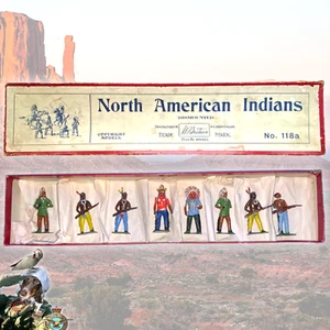 RARE Britains Soldiers North American Indians Dismounted Set No 118a Vintage Set - Picture 1 of 3