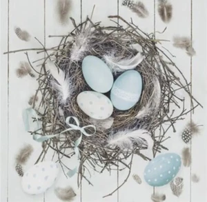 Servilletas de papel de almuerzo azul pálido de Pascua para huevos en nido - Imagen 1 de 3