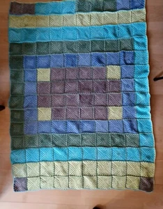 Granny Square Decke~ Handarbeit~grafisches Muster~100 % Baumwolle Superschön 🌈 - Bild 1 von 4