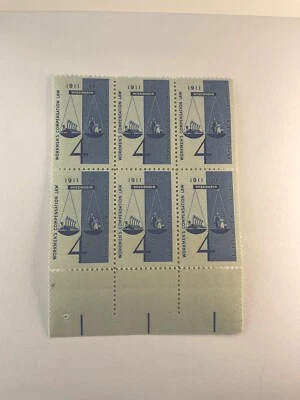 4c Workmens Compensation Law 1911-1961 Mint Plate Block Of 6 U.S. Postage Stamps - Image 1 of 2