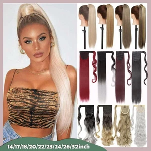 Hair ponytail Clip In as Real Human Hair Extensions Wrap Around Pony Tail Thick - Picture 1 of 65