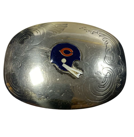 Vintage Chicago Bears Football Helmet German Silver Belt Buckle Cover