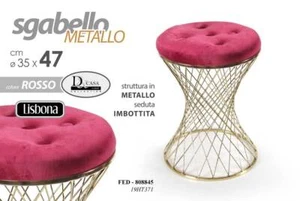 POUF SGABELLO ROSSO POGGIAPIEDI CLASSICO MODERNO POUFF GAMBE METALLO ORO 47*35 - Foto 1 di 6