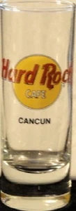 Hard Rock Cafe CANCUN 4" SHOT GLASS Classic HRC LOGO Black Text GLASSWARE BAR - Picture 1 of 1