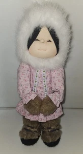 Vintage Handmade Cloth/rag Eskimo Girl wearing Kuspuk Doll Original Mary Covert - Picture 1 of 7
