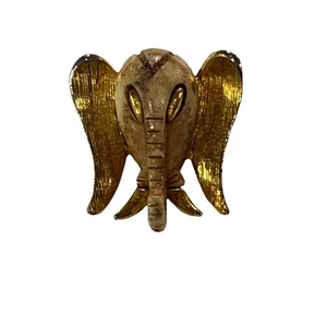 Vintage Razza Elefantenkopf Brosche gebürstet goldfarben MCM Safari signiert S/F - Bild 1 von 3