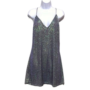Victoria's Secret Pailletten-Schlupfkleid L Glam Bling irisierend Glitzer Y2K Cocktail - Bild 1 von 9