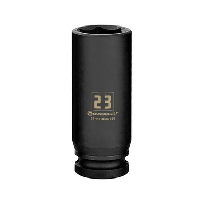 Powerbuilt 1/2 Inch Drive x 23 MM 6 Point Deep Impact Socket - 647290 - Image 1 of 4