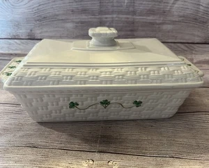 BELLEEK Everyday POTTERY Kleeblatt Korbgeflecht Auflaufform 11x7,5" ISTZUSTAND - Bild 1 von 12