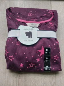 Conjunto de pijama de mujer M&S talla 12-14 púrpura pierna corta manga corta nuevo - Imagen 1 de 3