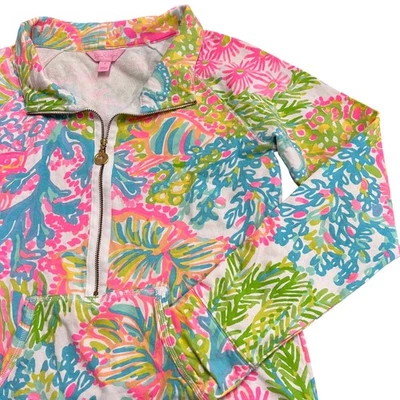 Camisa Lilly Pulitzer Patrón Popover Cuarto Cremallera Mujeres Colorido Coral Pullover M Foto 1 de 4