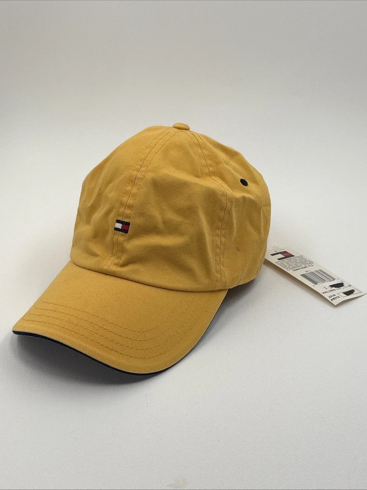 De colección Tommy Hilfiger Sombrero Gorra Cuero Correa Ajustable Amarillo 2006 NUEVO Foto 1 de 4