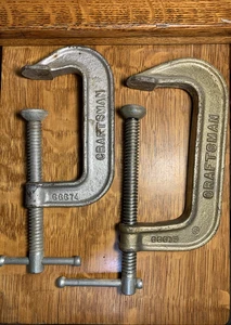 Vintage Craftsman 7" and 8" C-Clamps USA #66674 and 66675 Malleable USA - Picture 1 of 5