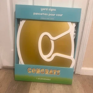 Graduation Yard Letters Gold Congrats Plastic Sign Set 27inch tall 8pc sign NEW - Picture 1 of 11