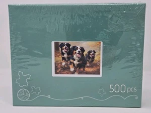 Bernese Mountain Dogs In Autumn Park Jigsaw Puzzle 500 Pieces New & Sealed! - Picture 1 of 10