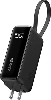 Anker - Banco de alimentación (5.000 mAh, 30 W) Fusion con cable USB-C incorporado - negro Foto 1 de 4