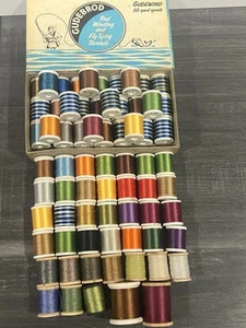 Vintage GUDEBROD Rod Winding And Fly Tying Nylon 70 Spool Lot Used & New Spools - Picture 1 of 4
