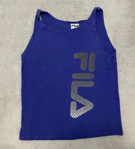 Vintage FILA Spellout Tank Top Sleeveless Shirt Mens S Small Blue USA 90s - Picture 1 of 8