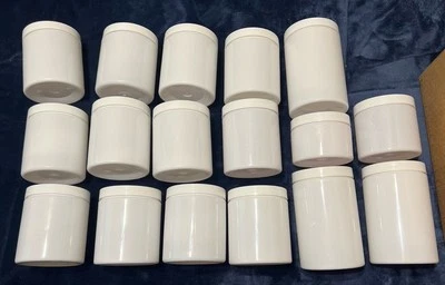 17 White Plastic Jars Container With Lid 12oz 20oz 28oz Sizes Food Grade - Image 1 of 4