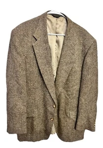 Vtg Austin Reed Wool Tweed Blazer Jacket Elbow Patch Mens 46R Suede Buttons - Picture 1 of 19