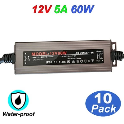 12V DC Led Driver Power Supply 5A 60W Led Light Strip Power Adapter Converter*10 - Image 1 of 4