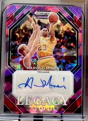 2024 Prizm Draft Harold Miner Legacy Signatures Auto Purple Cracked Ice /99 USC - Image 1 of 2