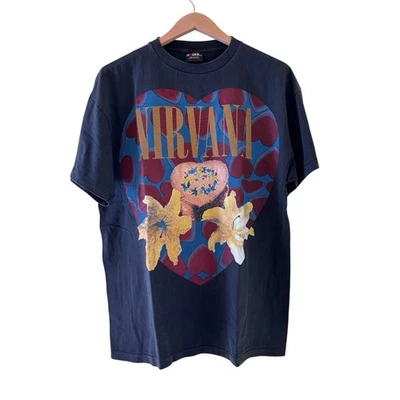 VTG Nirvana Heart Shaped Box All Over Print Single Stitch Shirt Size XL REPRINT - Image 1 of 4