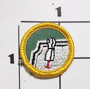 Dressmaker Patch Girl Scout USA Vintage Embroidered Merit Badge Yellow Border - Picture 1 of 1