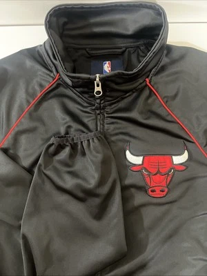Chaqueta de calentamiento Chicago Bulls NBA para hombre negra roja cremallera completa retro mediana, M Foto 1 de 4